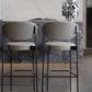 Contemporary Metal Barstool Fabric Stool Low Back in Matte Finish with 4 Legs