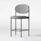 Contemporary Metal Barstool Fabric Stool Low Back in Matte Finish with 4 Legs