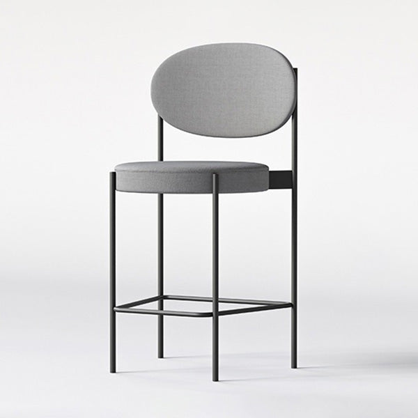 Contemporary Metal Barstool Fabric Stool Low Back in Matte Finish with 4 Legs