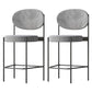 Contemporary Metal Barstool Fabric Stool Low Back in Matte Finish with 4 Legs