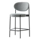 Contemporary Metal Barstool Fabric Stool Low Back in Matte Finish with 4 Legs