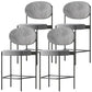 Contemporary Metal Barstool Fabric Stool Low Back in Matte Finish with 4 Legs