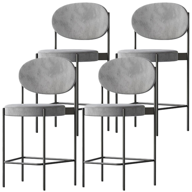 Contemporary Metal Barstool Fabric Stool Low Back in Matte Finish with 4 Legs