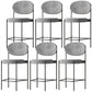 Contemporary Metal Barstool Fabric Stool Low Back in Matte Finish with 4 Legs