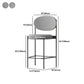 Contemporary Metal Barstool Fabric Stool Low Back in Matte Finish with 4 Legs