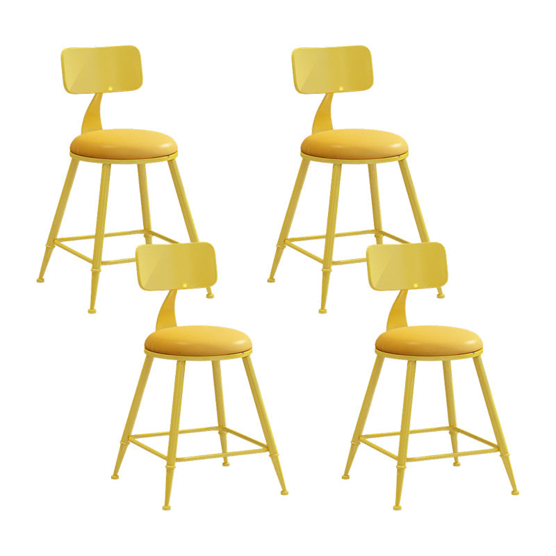 Scandinavian Metal Stool Faux Leather Round Seat Upholstered Counter Stool