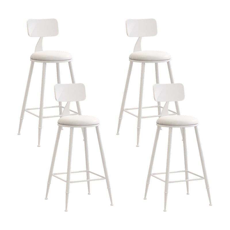 Scandinavian Metal Stool Faux Leather Round Seat Upholstered Counter Stool
