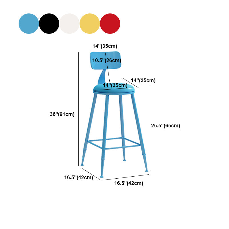 Scandinavian Metal Stool Faux Leather Round Seat Upholstered Counter Stool