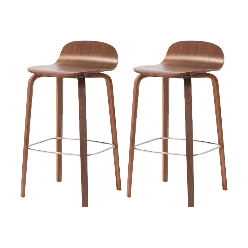 Contemporary Beech Wood Bar Stool Low Back Stool for Living Room Walnut 2 Piece Set Clearhalo 'Bar Furniture' 'Bar Stools' 'bar_stools' 'furn' 'furn_bar_stools' 'Furniture' 'Kitchen & Dining Furniture' 5988908