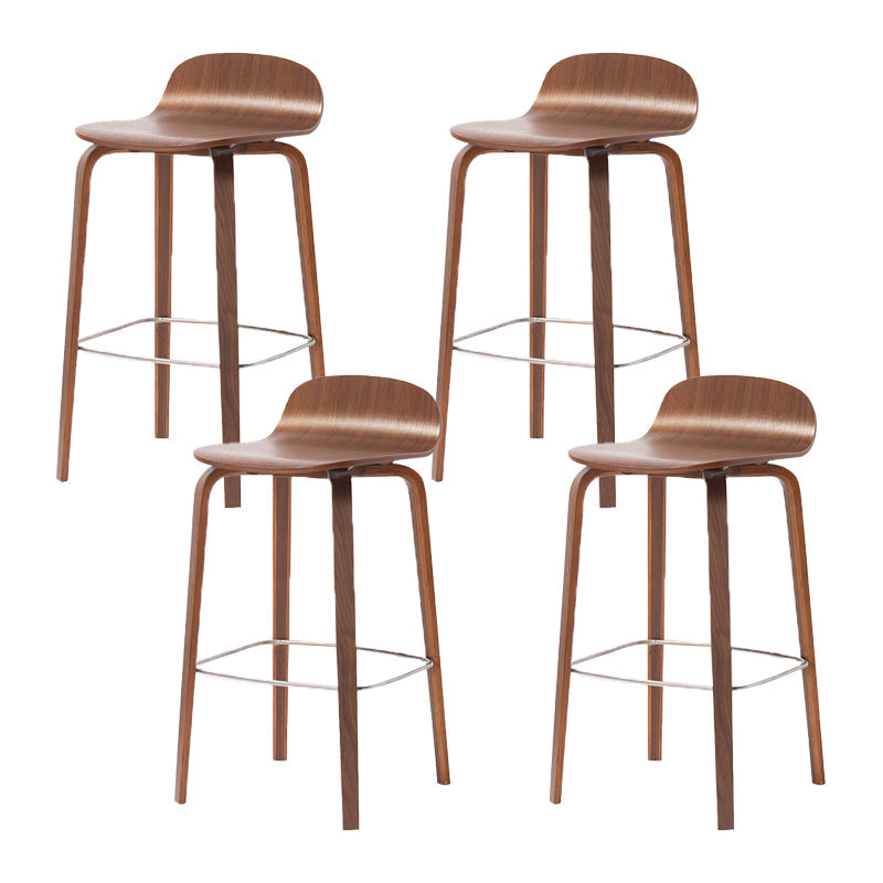 Contemporary Beech Wood Bar Stool Low Back Stool for Living Room Walnut 4 Piece Set Clearhalo 'Bar Furniture' 'Bar Stools' 'bar_stools' 'furn' 'furn_bar_stools' 'Furniture' 'Kitchen & Dining Furniture' 5988911