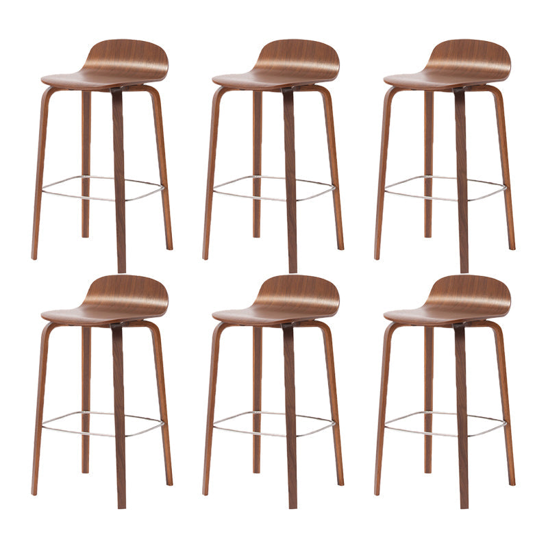 Contemporary Beech Wood Bar Stool Low Back Stool for Living Room Walnut 6 Piece Set Clearhalo 'Bar Furniture' 'Bar Stools' 'bar_stools' 'furn' 'furn_bar_stools' 'Furniture' 'Kitchen & Dining Furniture' 5988913