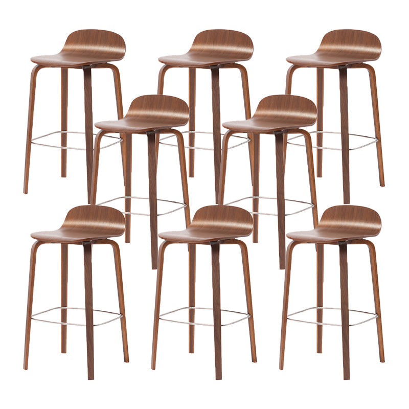Contemporary Beech Wood Bar Stool Low Back Stool for Living Room Walnut 8 Piece Set Clearhalo 'Bar Furniture' 'Bar Stools' 'bar_stools' 'furn' 'furn_bar_stools' 'Furniture' 'Kitchen & Dining Furniture' 5988914