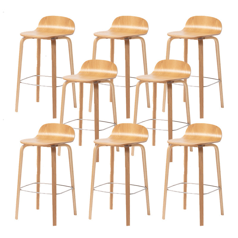 Contemporary Beech Wood Bar Stool Low Back Stool for Living Room Wood 8 Piece Set Clearhalo 'Bar Furniture' 'Bar Stools' 'bar_stools' 'furn' 'furn_bar_stools' 'Furniture' 'Kitchen & Dining Furniture' 5988924