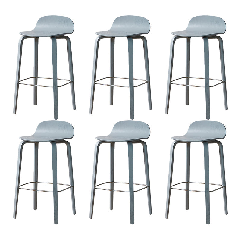 Contemporary Beech Wood Bar Stool Low Back Stool for Living Room Grey 6 Piece Set Clearhalo 'Bar Furniture' 'Bar Stools' 'bar_stools' 'furn' 'furn_bar_stools' 'Furniture' 'Kitchen & Dining Furniture' 5988932