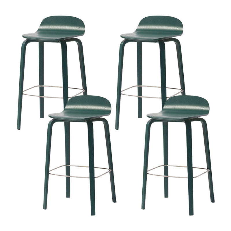 Contemporary Beech Wood Bar Stool Low Back Stool for Living Room Green 4 Piece Set Clearhalo 'Bar Furniture' 'Bar Stools' 'bar_stools' 'furn' 'furn_bar_stools' 'Furniture' 'Kitchen & Dining Furniture' 5988938