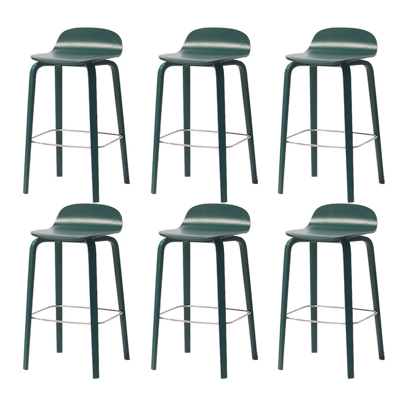 Contemporary Beech Wood Bar Stool Low Back Stool for Living Room Green 6 Piece Set Clearhalo 'Bar Furniture' 'Bar Stools' 'bar_stools' 'furn' 'furn_bar_stools' 'Furniture' 'Kitchen & Dining Furniture' 5988939