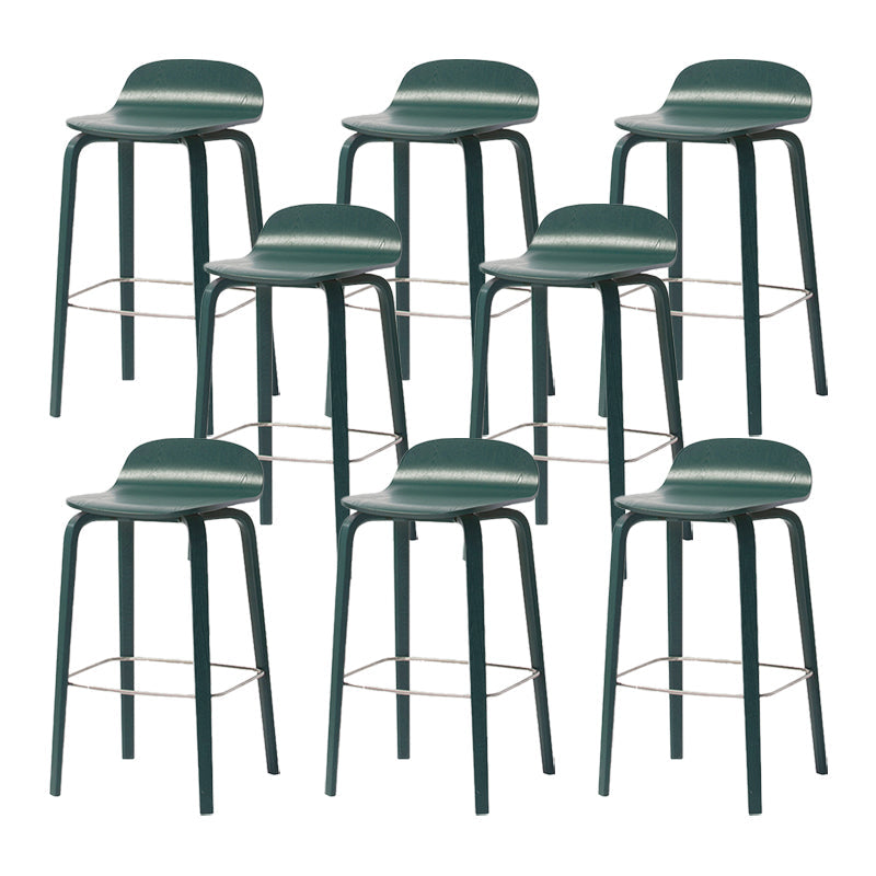 Contemporary Beech Wood Bar Stool Low Back Stool for Living Room Green 8 Piece Set Clearhalo 'Bar Furniture' 'Bar Stools' 'bar_stools' 'furn' 'furn_bar_stools' 'Furniture' 'Kitchen & Dining Furniture' 5988940