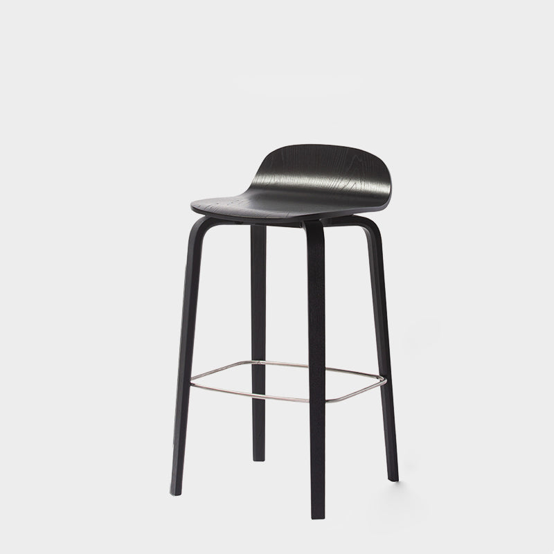 Contemporary Beech Wood Bar Stool Low Back Stool for Living Room Black 1 Piece Clearhalo 'Bar Furniture' 'Bar Stools' 'bar_stools' 'furn' 'furn_bar_stools' 'Furniture' 'Kitchen & Dining Furniture' 5988941