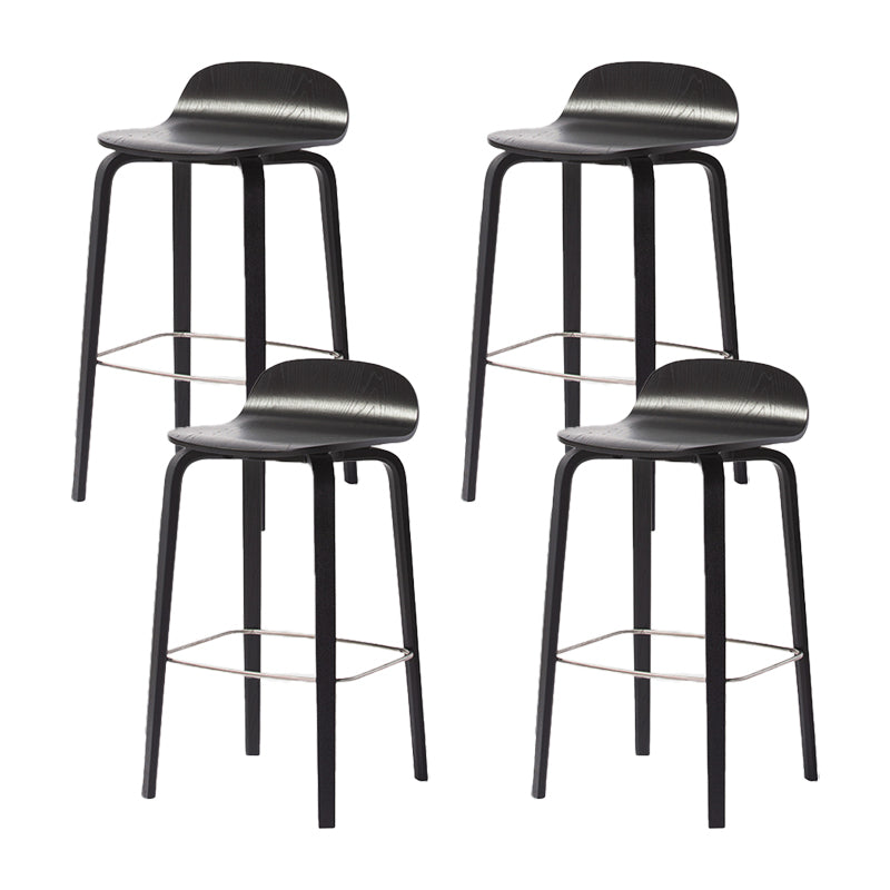 Contemporary Beech Wood Bar Stool Low Back Stool for Living Room Black 4 Piece Set Clearhalo 'Bar Furniture' 'Bar Stools' 'bar_stools' 'furn' 'furn_bar_stools' 'Furniture' 'Kitchen & Dining Furniture' 5988943