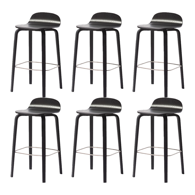 Contemporary Beech Wood Bar Stool Low Back Stool for Living Room Black 6 Piece Set Clearhalo 'Bar Furniture' 'Bar Stools' 'bar_stools' 'furn' 'furn_bar_stools' 'Furniture' 'Kitchen & Dining Furniture' 5988944