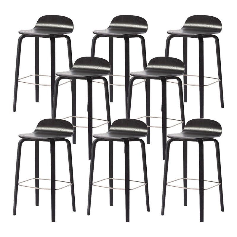 Contemporary Beech Wood Bar Stool Low Back Stool for Living Room Black 8 Piece Set Clearhalo 'Bar Furniture' 'Bar Stools' 'bar_stools' 'furn' 'furn_bar_stools' 'Furniture' 'Kitchen & Dining Furniture' 5988945