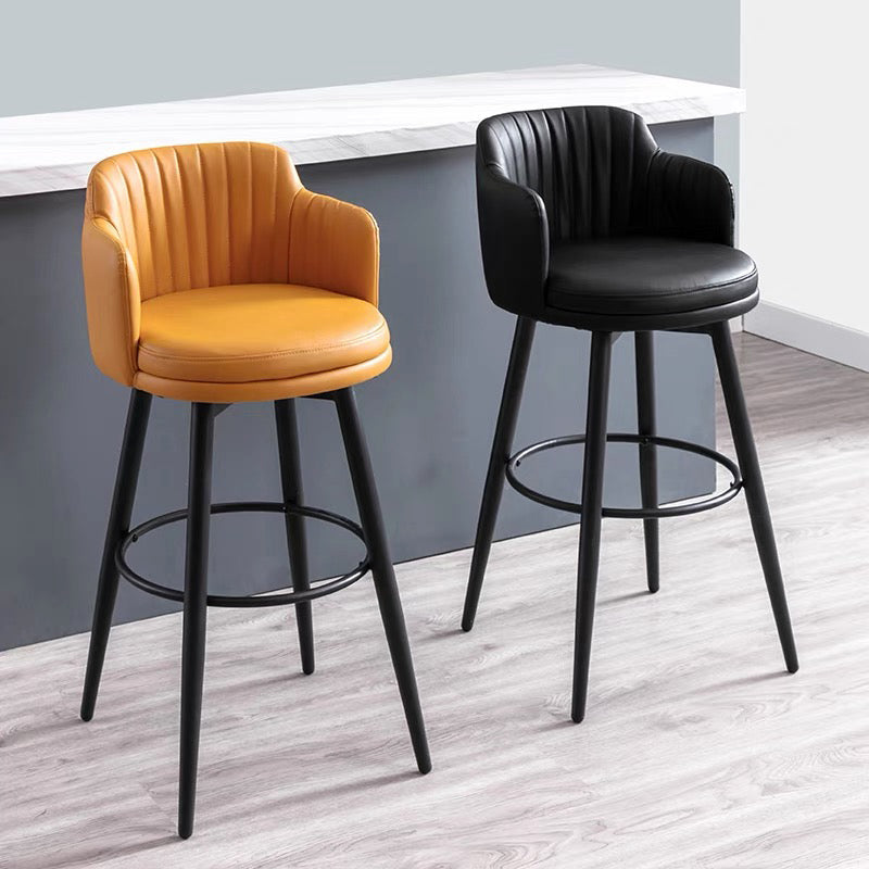 Contemporary Swivel Bar Stool Upholstered Leather Stools with Footrest Clearhalo 'Bar Furniture' 'Bar Stools' 'bar_stools' 'furn' 'furn_bar_stools' 'Furniture' 'Kitchen & Dining Furniture' 5988947