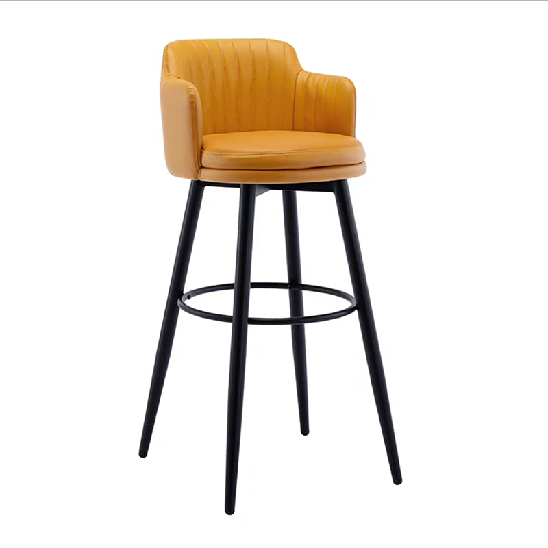 Contemporary Swivel Bar Stool Upholstered Leather Stools with Footrest Orange 1 Piece Clearhalo 'Bar Furniture' 'Bar Stools' 'bar_stools' 'furn' 'furn_bar_stools' 'Furniture' 'Kitchen & Dining Furniture' 5988948