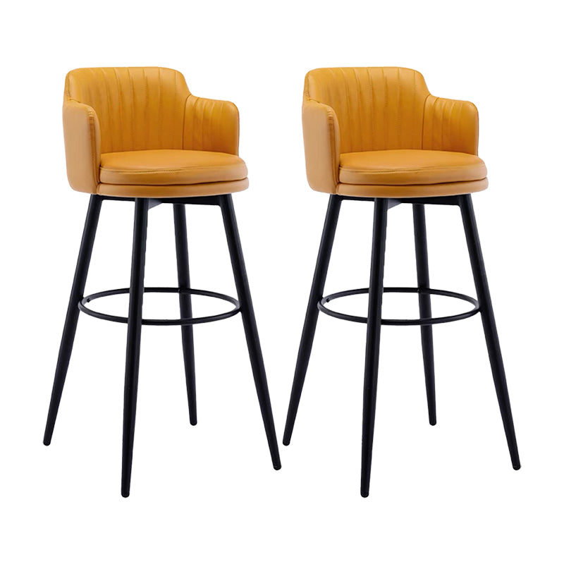 Contemporary Swivel Bar Stool Upholstered Leather Stools with Footrest Orange 2 Piece Set Clearhalo 'Bar Furniture' 'Bar Stools' 'bar_stools' 'furn' 'furn_bar_stools' 'Furniture' 'Kitchen & Dining Furniture' 5988949