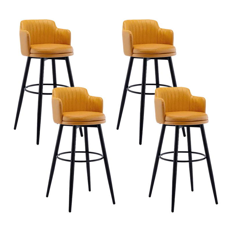 Contemporary Swivel Bar Stool Upholstered Leather Stools with Footrest Orange 4 Piece Set Clearhalo 'Bar Furniture' 'Bar Stools' 'bar_stools' 'furn' 'furn_bar_stools' 'Furniture' 'Kitchen & Dining Furniture' 5988951