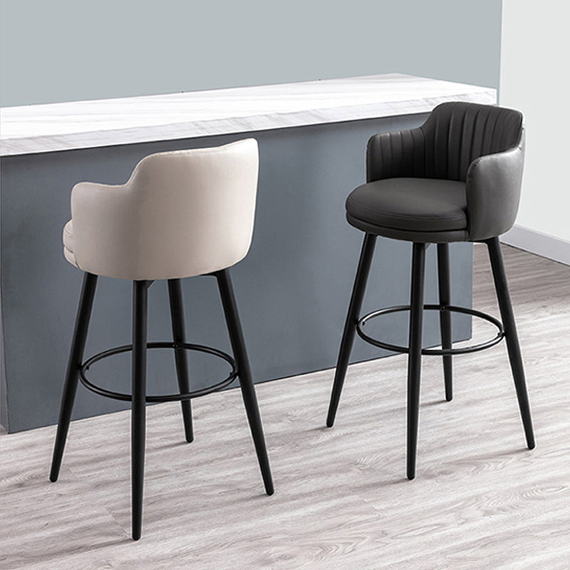 Contemporary Swivel Bar Stool Upholstered Leather Stools with Footrest Clearhalo 'Bar Furniture' 'Bar Stools' 'bar_stools' 'furn' 'furn_bar_stools' 'Furniture' 'Kitchen & Dining Furniture' 5988952