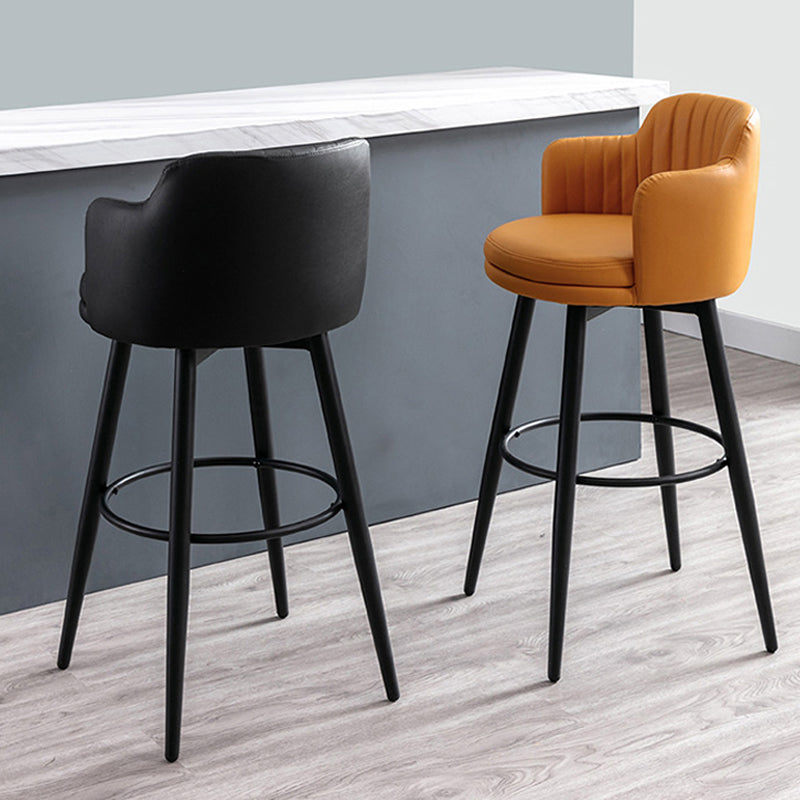 Contemporary Swivel Bar Stool Upholstered Leather Stools with Footrest Clearhalo 'Bar Furniture' 'Bar Stools' 'bar_stools' 'furn' 'furn_bar_stools' 'Furniture' 'Kitchen & Dining Furniture' 5988953