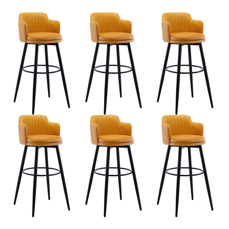 Contemporary Swivel Bar Stool Upholstered Leather Stools with Footrest Orange 6 Piece Set Clearhalo 'Bar Furniture' 'Bar Stools' 'bar_stools' 'furn' 'furn_bar_stools' 'Furniture' 'Kitchen & Dining Furniture' 5988954