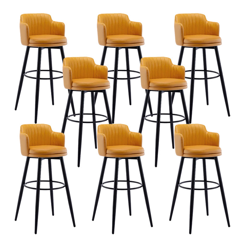 Contemporary Swivel Bar Stool Upholstered Leather Stools with Footrest Orange 8 Piece Set Clearhalo 'Bar Furniture' 'Bar Stools' 'bar_stools' 'furn' 'furn_bar_stools' 'Furniture' 'Kitchen & Dining Furniture' 5988955