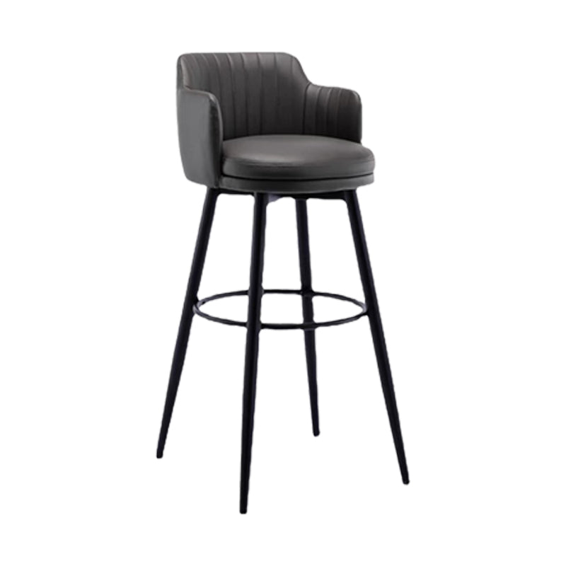Contemporary Swivel Bar Stool Upholstered Leather Stools with Footrest Black 1 Piece Clearhalo 'Bar Furniture' 'Bar Stools' 'bar_stools' 'furn' 'furn_bar_stools' 'Furniture' 'Kitchen & Dining Furniture' 5988957