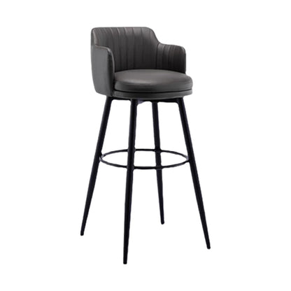 Contemporary Swivel Bar Stool Upholstered Leather Stools with Footrest Black 1 Piece Clearhalo 'Bar Furniture' 'Bar Stools' 'bar_stools' 'furn' 'furn_bar_stools' 'Furniture' 'Kitchen & Dining Furniture' 5988957
