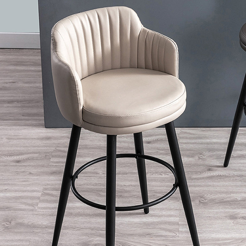 Contemporary Swivel Bar Stool Upholstered Leather Stools with Footrest Clearhalo 'Bar Furniture' 'Bar Stools' 'bar_stools' 'furn' 'furn_bar_stools' 'Furniture' 'Kitchen & Dining Furniture' 5988958