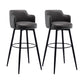 Contemporary Swivel Bar Stool Upholstered Leather Stools with Footrest Black 2 Piece Set Clearhalo 'Bar Furniture' 'Bar Stools' 'bar_stools' 'furn' 'furn_bar_stools' 'Furniture' 'Kitchen & Dining Furniture' 5988959