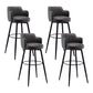 Contemporary Swivel Bar Stool Upholstered Leather Stools with Footrest Black 4 Piece Set Clearhalo 'Bar Furniture' 'Bar Stools' 'bar_stools' 'furn' 'furn_bar_stools' 'Furniture' 'Kitchen & Dining Furniture' 5988962