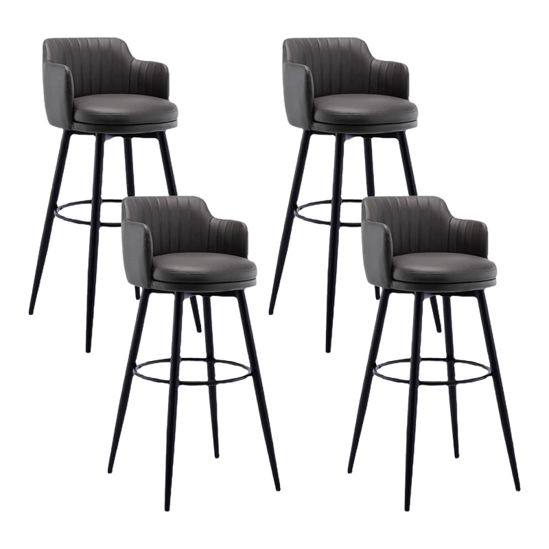 Contemporary Swivel Bar Stool Upholstered Leather Stools with Footrest Black 4 Piece Set Clearhalo 'Bar Furniture' 'Bar Stools' 'bar_stools' 'furn' 'furn_bar_stools' 'Furniture' 'Kitchen & Dining Furniture' 5988962