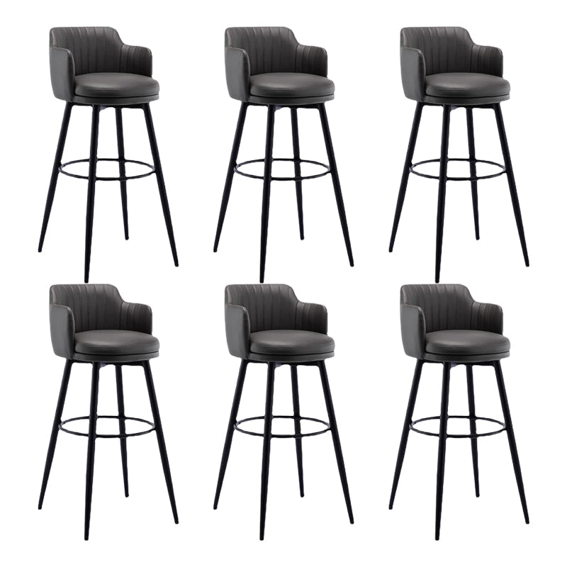 Contemporary Swivel Bar Stool Upholstered Leather Stools with Footrest Black 6 Piece Set Clearhalo 'Bar Furniture' 'Bar Stools' 'bar_stools' 'furn' 'furn_bar_stools' 'Furniture' 'Kitchen & Dining Furniture' 5988963
