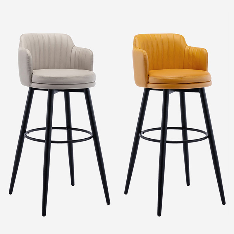 Contemporary Swivel Bar Stool Upholstered Leather Stools with Footrest Clearhalo 'Bar Furniture' 'Bar Stools' 'bar_stools' 'furn' 'furn_bar_stools' 'Furniture' 'Kitchen & Dining Furniture' 5988965