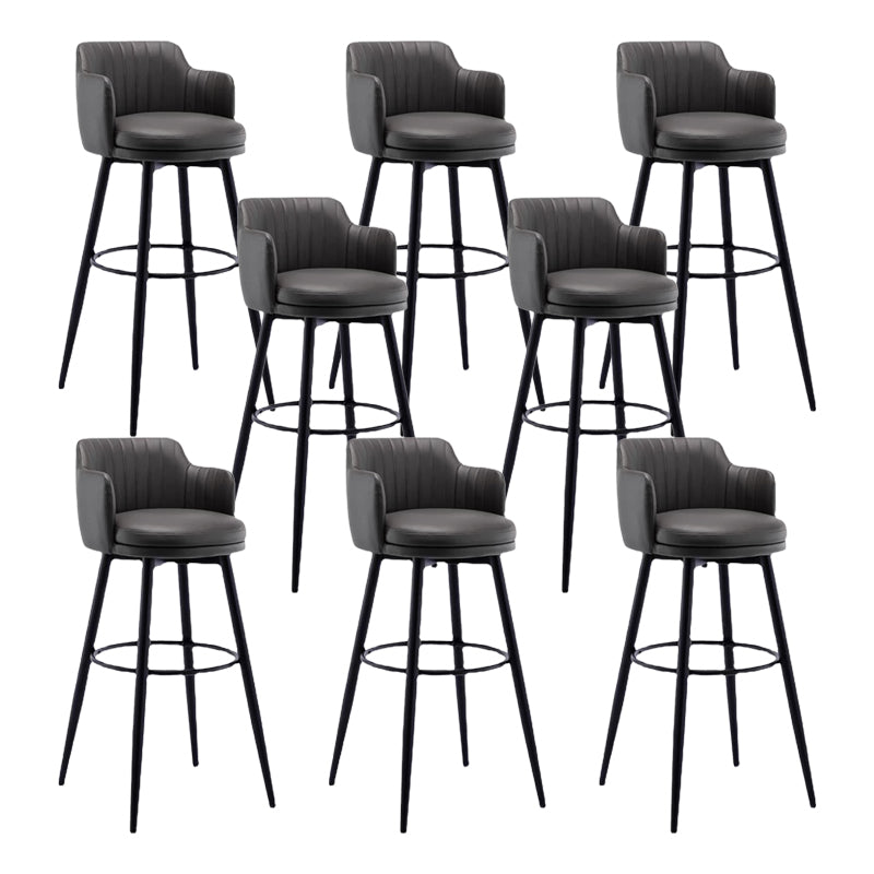 Contemporary Swivel Bar Stool Upholstered Leather Stools with Footrest Black 8 Piece Set Clearhalo 'Bar Furniture' 'Bar Stools' 'bar_stools' 'furn' 'furn_bar_stools' 'Furniture' 'Kitchen & Dining Furniture' 5988966