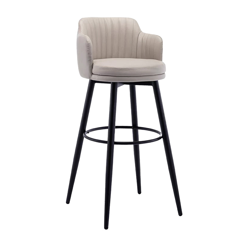 Contemporary Swivel Bar Stool Upholstered Leather Stools with Footrest Grey 1 Piece Clearhalo 'Bar Furniture' 'Bar Stools' 'bar_stools' 'furn' 'furn_bar_stools' 'Furniture' 'Kitchen & Dining Furniture' 5988967