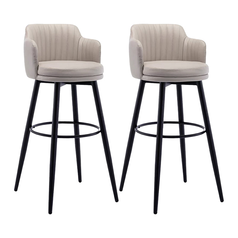 Contemporary Swivel Bar Stool Upholstered Leather Stools with Footrest Grey 2 Piece Set Clearhalo 'Bar Furniture' 'Bar Stools' 'bar_stools' 'furn' 'furn_bar_stools' 'Furniture' 'Kitchen & Dining Furniture' 5988968