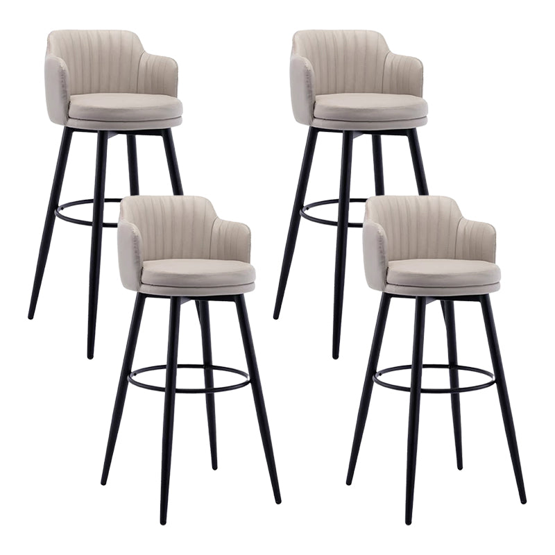 Contemporary Swivel Bar Stool Upholstered Leather Stools with Footrest Grey 4 Piece Set Clearhalo 'Bar Furniture' 'Bar Stools' 'bar_stools' 'furn' 'furn_bar_stools' 'Furniture' 'Kitchen & Dining Furniture' 5988969
