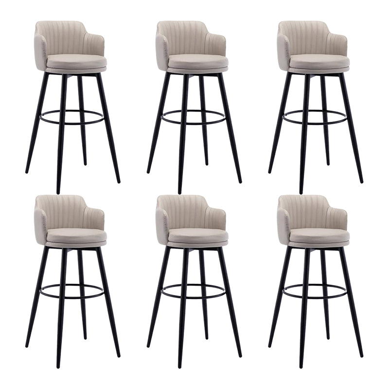 Contemporary Swivel Bar Stool Upholstered Leather Stools with Footrest Grey 6 Piece Set Clearhalo 'Bar Furniture' 'Bar Stools' 'bar_stools' 'furn' 'furn_bar_stools' 'Furniture' 'Kitchen & Dining Furniture' 5988970