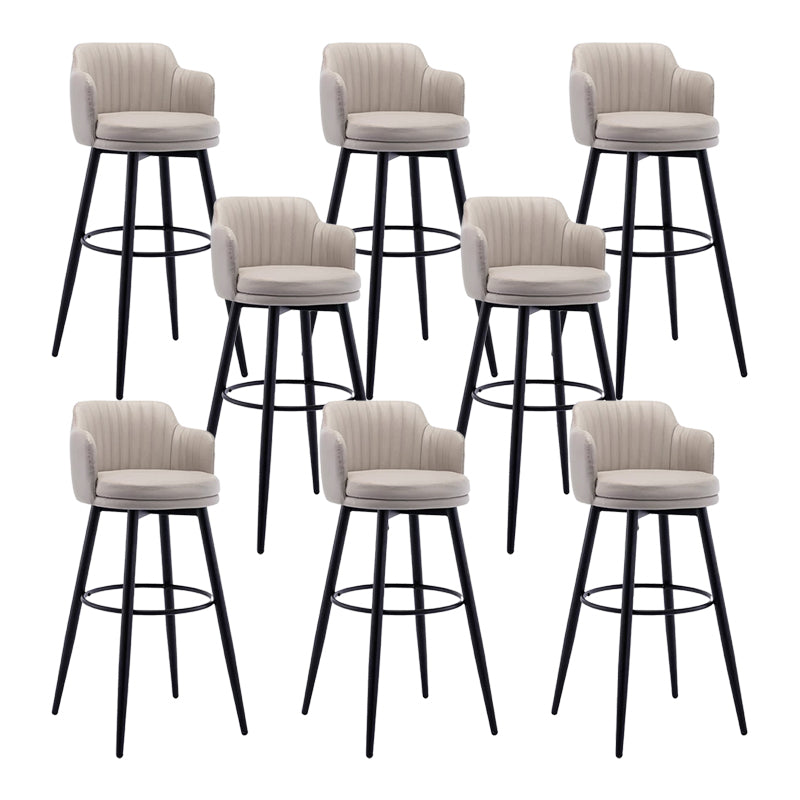 Contemporary Swivel Bar Stool Upholstered Leather Stools with Footrest Grey 8 Piece Set Clearhalo 'Bar Furniture' 'Bar Stools' 'bar_stools' 'furn' 'furn_bar_stools' 'Furniture' 'Kitchen & Dining Furniture' 5988971