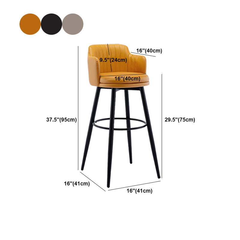Contemporary Swivel Bar Stool Upholstered Leather Stools with Footrest Clearhalo 'Bar Furniture' 'Bar Stools' 'bar_stools' 'furn' 'furn_bar_stools' 'Furniture' 'Kitchen & Dining Furniture' 5988974