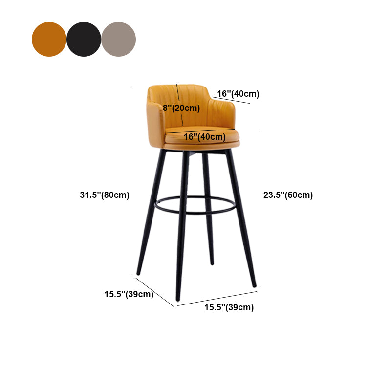 Contemporary Swivel Bar Stool Upholstered Leather Stools with Footrest Clearhalo 'Bar Furniture' 'Bar Stools' 'bar_stools' 'furn' 'furn_bar_stools' 'Furniture' 'Kitchen & Dining Furniture' 5988975