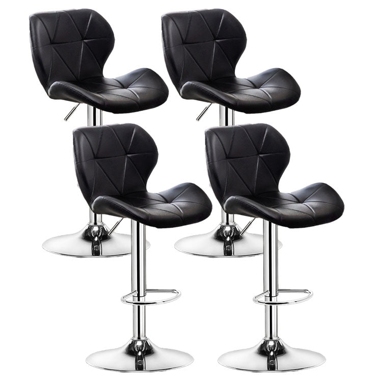 Scandinavian Metal Barstool Faux Leather Adjustable Counter Stool for Home